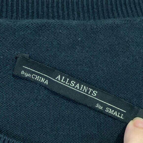 All Saints Kimba Jumper Pullover Sweater Navy Blue Silk Cotton Small Side Slits - Picture 6 of 8